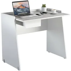 Dmora Schreibtisch Calendula, Moderner Schreibtisch mit Schublade, Studier - oder Bürotisch für PC - Buchhalter, 90x60h80 cm, Weiß und Beton