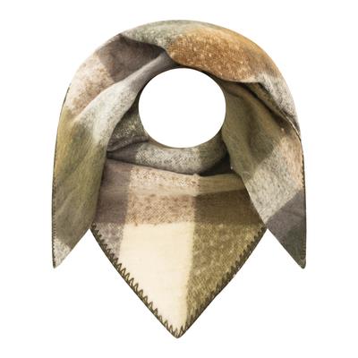 Dreieckstuch ZWILLINGSHERZ "Karo", Damen, olive, Obermaterial: 100% Polyester, Modetücher, großes Karo-Design, weiche Qualität, Dreiecksform