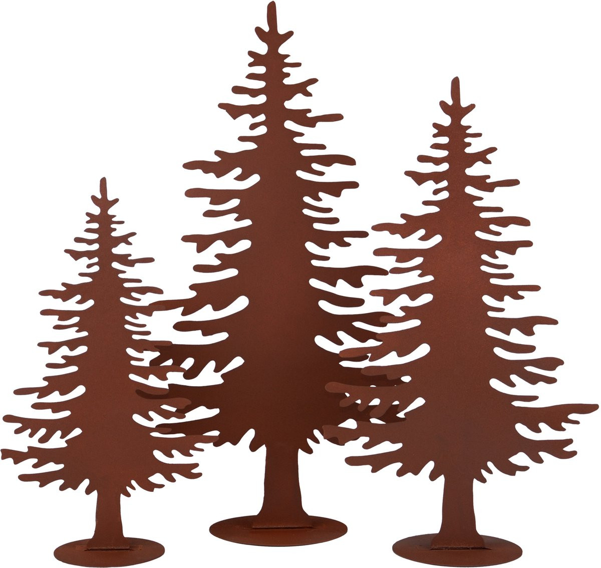 UNUS Decoratieve kerstboom standaards set van 3 in roestlook