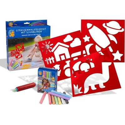 MALEFIX Straßenmalkreide Schablonen Set Adventure, Mal-Spaß mit höchstem Spielwert