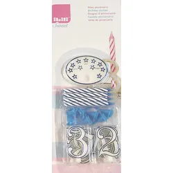Set Geburtstagskerzen 7 cm, 8 Stk. – Kerzen und Ziffern, Blau