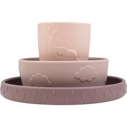Deer Friends Baby-Geschirr rosa mit Saugnapf 3 El.