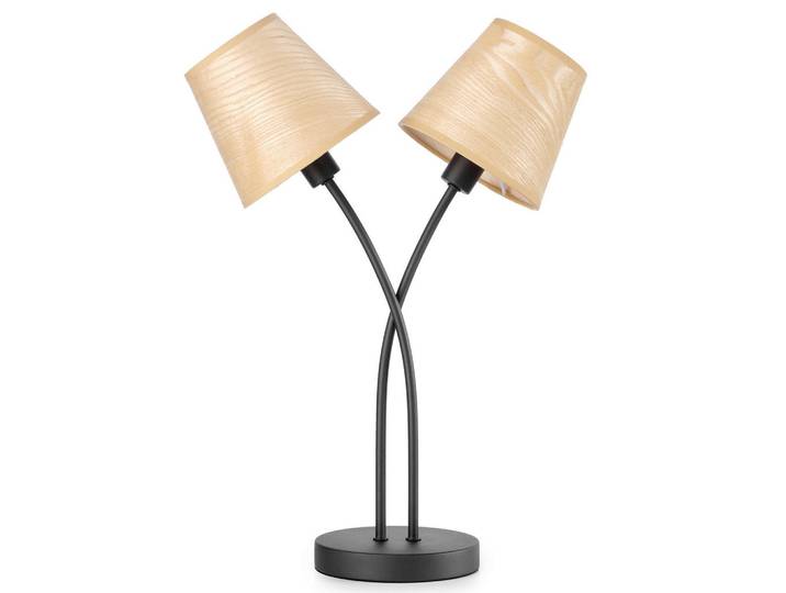 Tischleuchte, Schwarz, Eichefarben, Metall, 15x50x36 cm, Lampen & Leuchten, Innenbeleuchtung, Tischlampen, Tischlampen