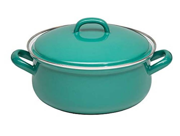 Riess, 0613-111, Kasserolle mit Deckel Ø 16cm, NATURE GREEN DARK, Emaille, Vol. (rec.): 2,0 Liter, Made in Österreich, LBH: 27,2x21,7x14,0cm, 1,357kg, Induktionskocher kompatibel, Gasherd geeignet