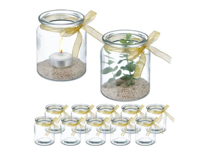 Relaxdays Windlicht im 12er Set mit Schleife