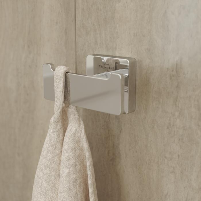 Villeroy und Boch Elements Striking Doppel-Handtuchhaken TVA15201200061 chrom, 80x44x45mm