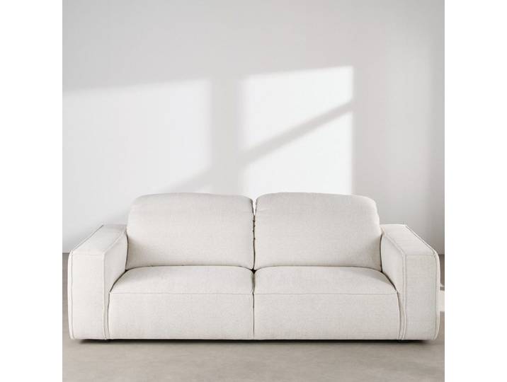 4-/5-Sitzer-Sofa mit elfenbeinfarbenen Kopfstützen aus Webstoff