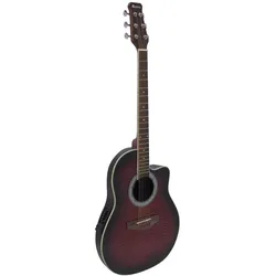 Dimavery RB-300 Roundback (Halbakustik Gitarre, Fichte, Walnuss), Gitarre, Rot