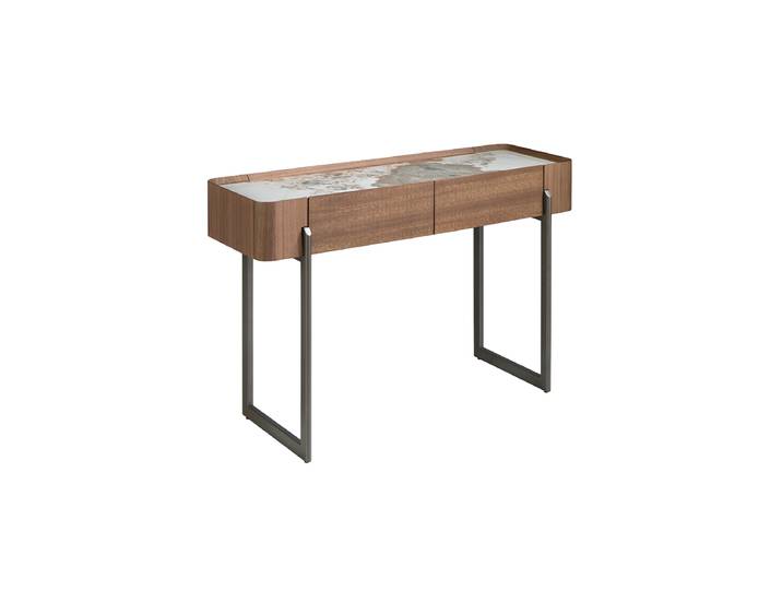 Design Konsole „Mykonos“ mit Abdeckplatte aus Keramik Nussbaum, Weiss, Dunkelgrau Angel Cerdá