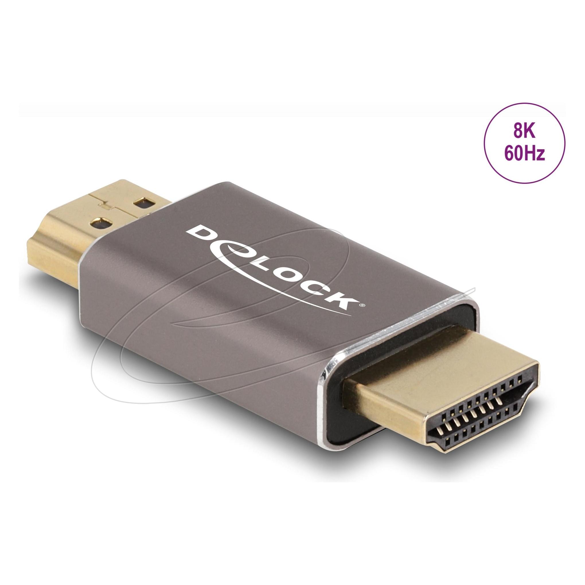 Delock HDMI Adapter Stecker zu Stecker 8K 60 Hz grau Metall (60086)