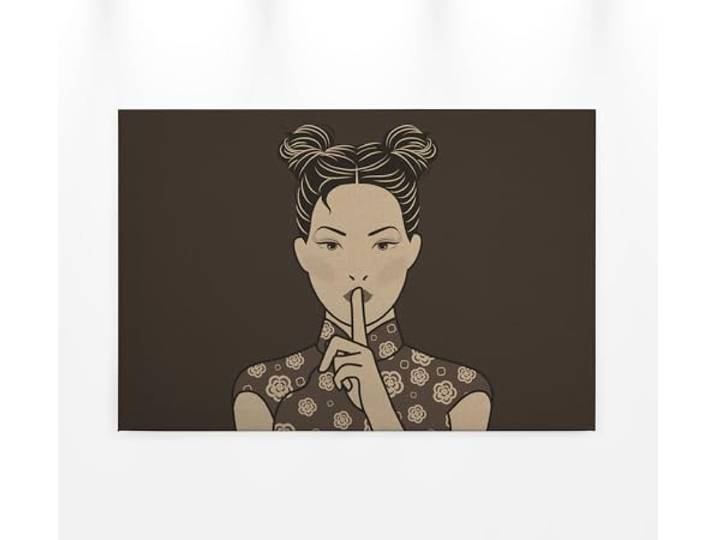 A.S. Création Leinwandbild Asiatische Frau Kultur - Kunstdruck braun - 90x60 cm Querformat - Moderne Wanddekoration Schlafzimmer Wohnzimmer Küche - Bild auf Keilrahmen
