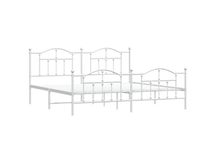 KTHLBRH Bettgestell aus Metall, weiß, 200 x 200 cm, mit Kopfteil Bettgestell aus lackiertem Stahl, Latten inklusive, Bodenabstand 27 cm