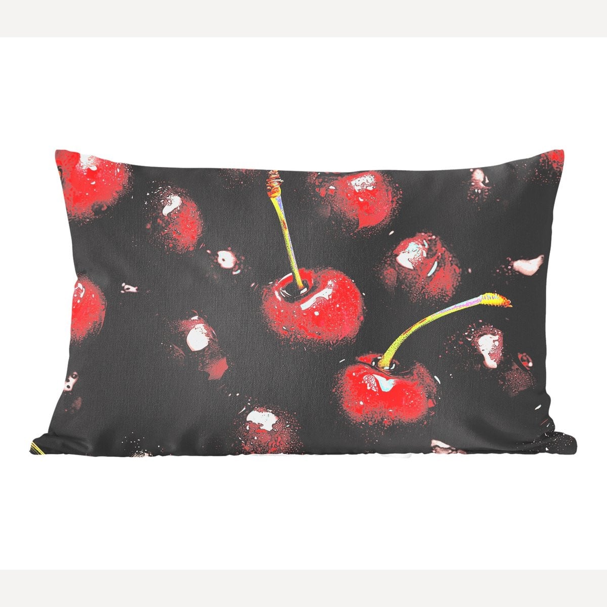 PillowMonkey Sierenkussen met Kersenprint - Rood - 50 x 30 cm