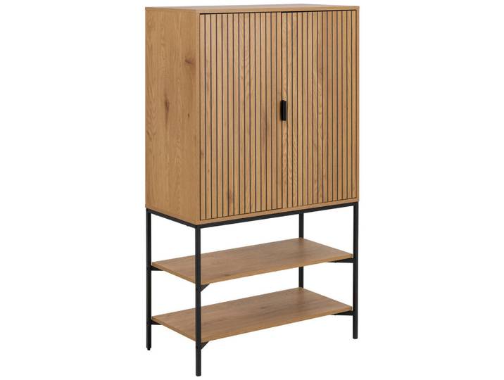 Livetastic Highboard, Eichefarben, Metall, 2 Fächer, 80x140x40 cm, Kleinmöbel, Kommoden, Highboards