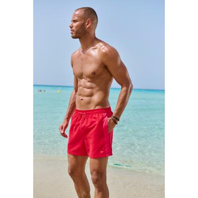 Badeshorts H.I.S, Herren, Gr. L, N-Gr, rot, Recycling-Polyester, kontrastfarbene Details, unifarben, Badehosen Badeshorts