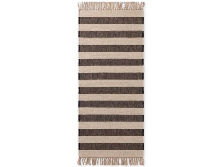 Tapis jute à franges fait main crème et marron 80x300cm