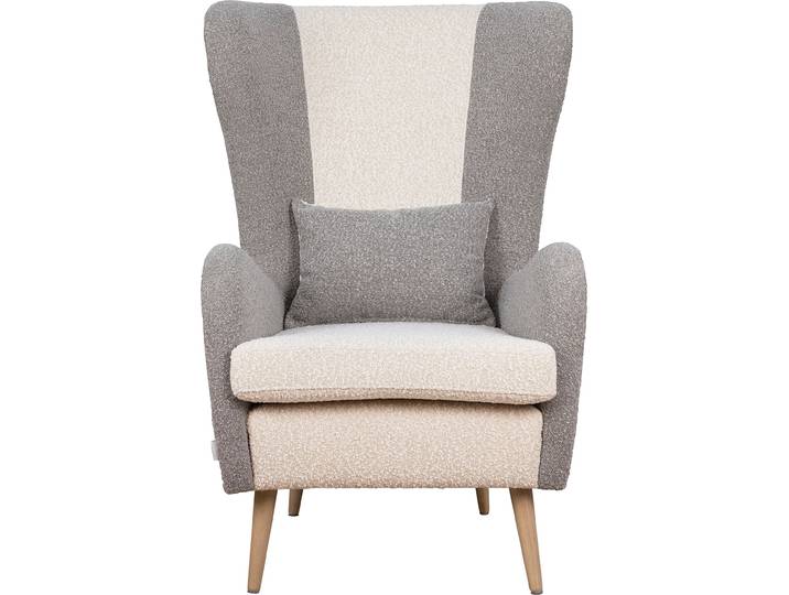Sessel GOODPRODUCT Salla Bezug Bouclé oder Struktur fein, Ohrensessel , beige (creme, taupe), B:78cm H:118cm T:94cm, 100% Polyester, Sessel, Sessel, wahlweise mit oder ohne Hocker; grosser Sessel: Masse B/T/H: 78/94/118cm