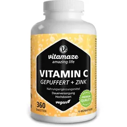 VITAMIN C GEPUFFERT 1000 mg hochdosiert+Zink Tabl. 360 St