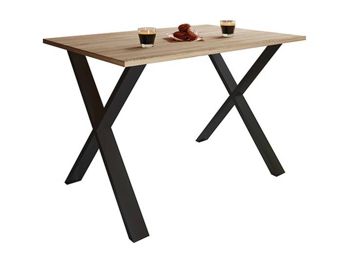 Mid.you Esstisch, Sonoma Eiche, Metall, rechteckig, X-Form, 50x76x140 cm, Esszimmer, Tische, Esstische