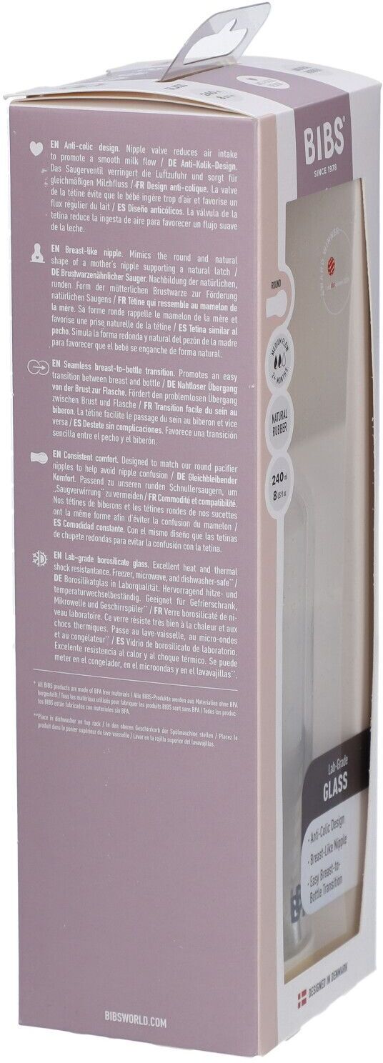 Bibs Zuigfles Glas 240ml Complete Set Ivory 1 St Flaschen