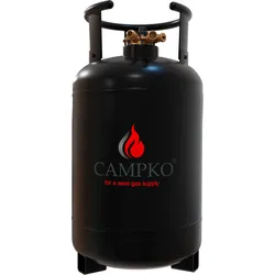 CAMPKO Gasflasche Stahl mit Multiventil 80 % Füllstopp 30 Liter unbefüllt