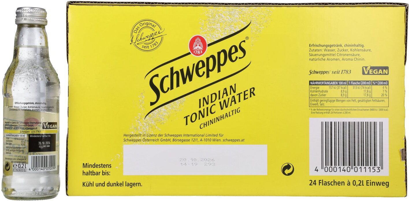 Schweppes Indian Tonic Water 24x0,2l