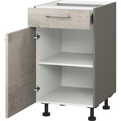 Unterschrank KOCHSTATION "KS-Trea US50", grau (betonfarben hell, anthrazit), B:50cm H:75cm T:56cm, Schränke, Unterschrank, mit einem Auszug und einer Tür, Einlegeboden, Breite 50 cm, Höhe 75 cm