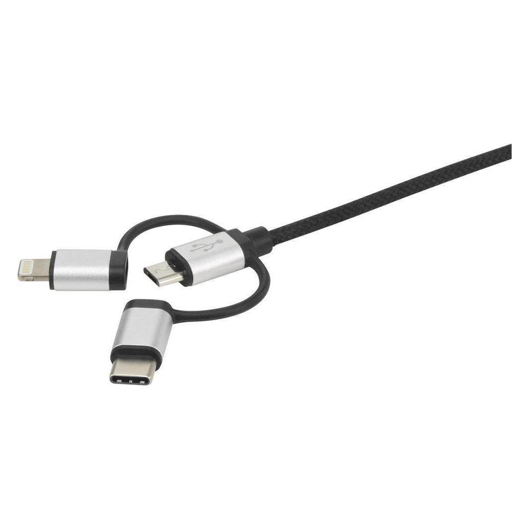 Renkforce 3-in-1 Micro-USB/Lightning/USB-C Lade- & Sync-Kabel 0.25 m (0.25 m, USB 2.0, 2.50 W) (RF-3335106)