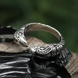 Drachensilber Odins Rabe Ring Wikinger Schmuck 925 Silber 54 - Silber;Tier