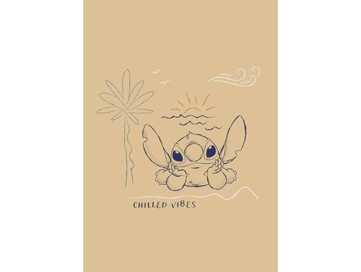 Komar Wandbild- Disney Lilo and Stitch Chilled Vibes - Größe 50 x 70 cm - Poster, Kinderzimmer, Dekoration - gerollt ohne Rahmen, Orange