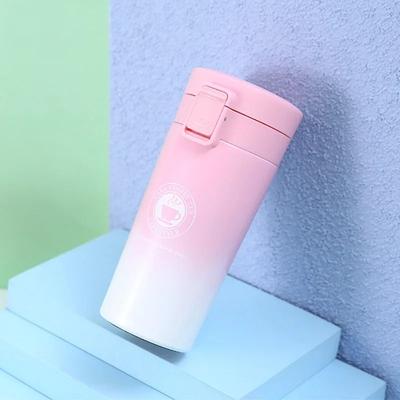Uplift Essentials Leak Proof Stainless Steel Travel Coffee Mug With Vacuum Insulation And Safety Lock gradient Pink 510ml