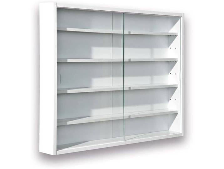 - Vitrine Murale pour Objets de Collection Armoire de rangement avec 4 étagères 5 Compartiments - pour Blanc