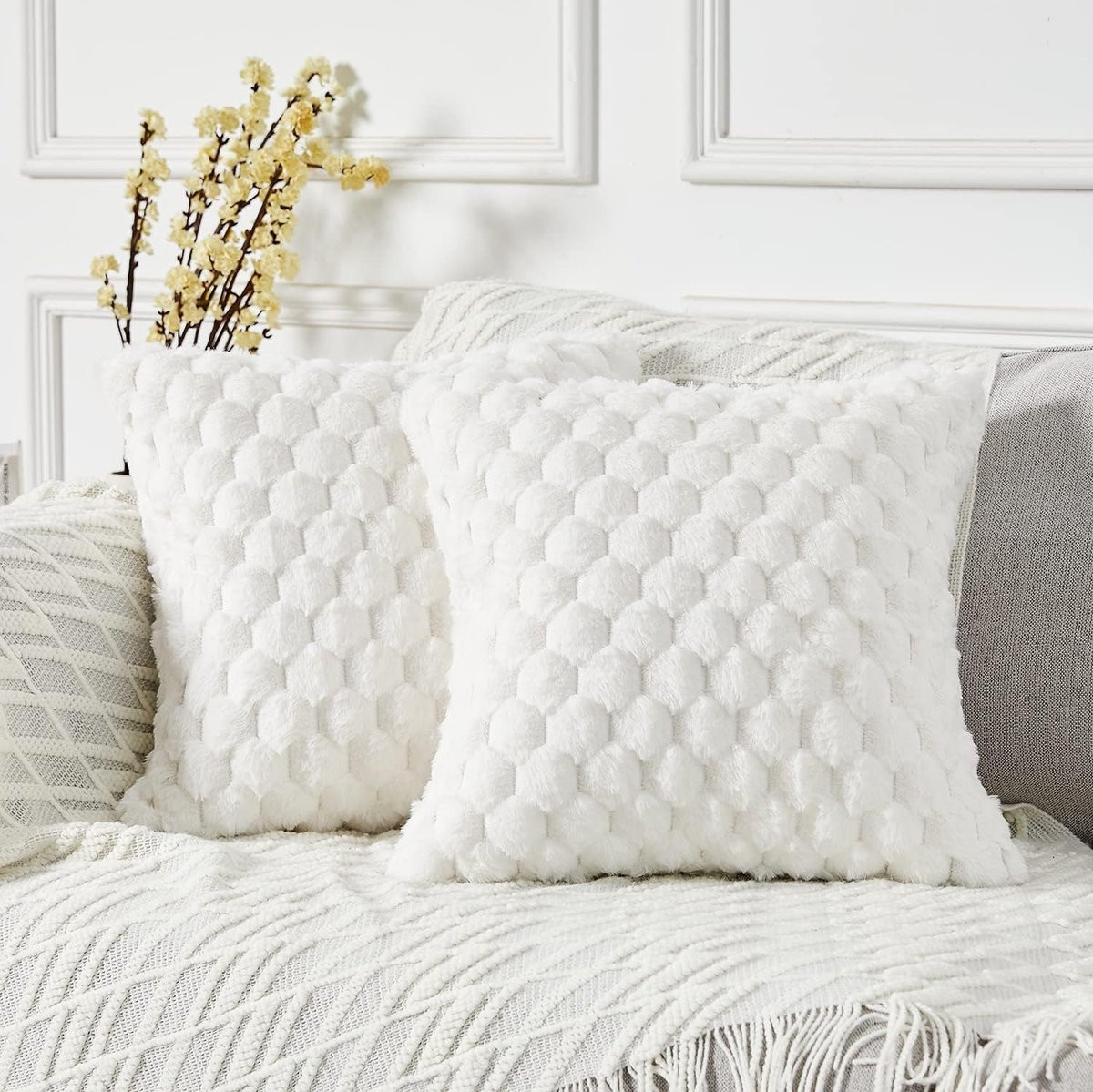 Ibenzoa Premium Zachte Sierkussenhoezen Set van Twee, Katoen en Polyester Mix
