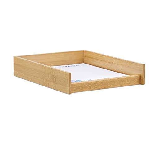 Relaxdays Brievenbak van hout en bamboe, bruin/beige, B: 25 cm, D: 33 cm, H: 6 cm