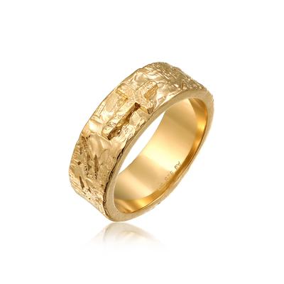 Silberring HAZE & GLORY "Ring Bandring Kreuz 925 Silber" Gr. 66, gold, Fingerringe, Herren, 66, Silber 925 (Sterlingsilber), Silberring