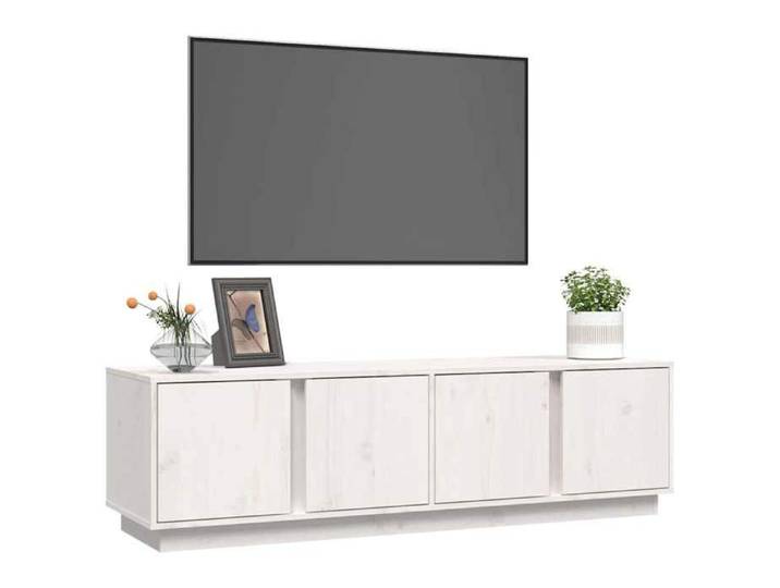 Magnifique Blanc Banc TV - Meuble TV Blanc 140x40x40 cm - Bois de pin massif &&63003