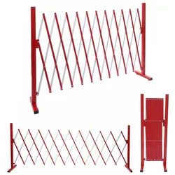 Proregal Absperrgitter | HxBxT 103,5x300x31 cm | Alu Rot-Weiß | Scherengitter Zaun Schutzgitter ausziehbar
