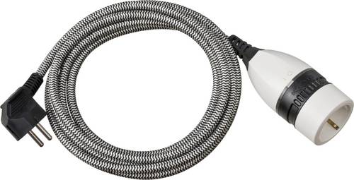 Brennenstuhl 1161830 Strom Verlängerungskabel Schwarz, Weiß 3.00 m H05VV-F 3G 1,5 mm² Stoff-Ummantelung, inkl. Ein/Aus-Schalter