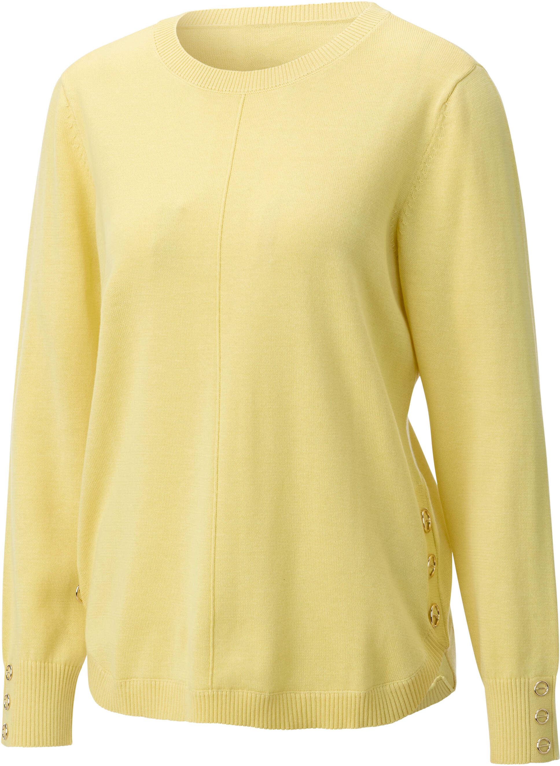 Longpullover WITT "Langarm-Pullover Langarm-Pullover", Damen, Gr. 54, gelb (zitrone), Jersey, , Sportlich, Rundhals, Pullover Longpullover