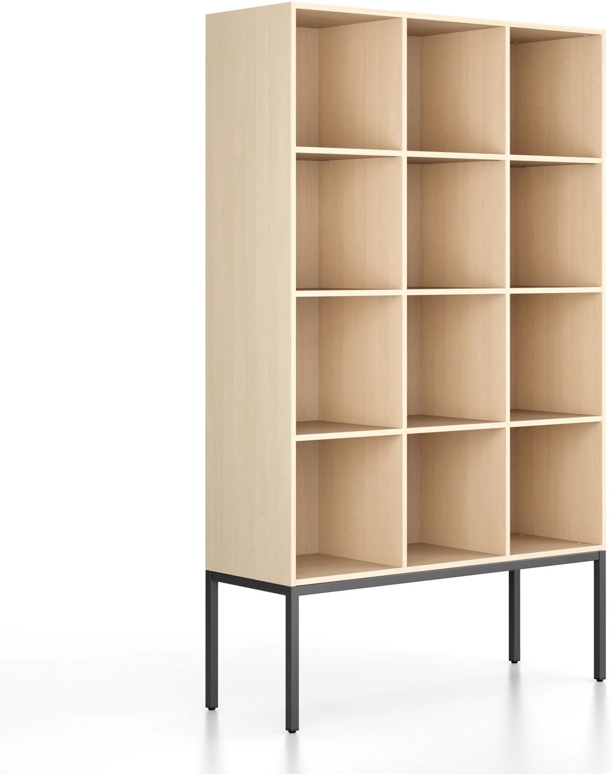 B2B Partner Bücherregal FRAME, mit schwarzem Sockel, 1299 x 450 x 2185 mm, Birke