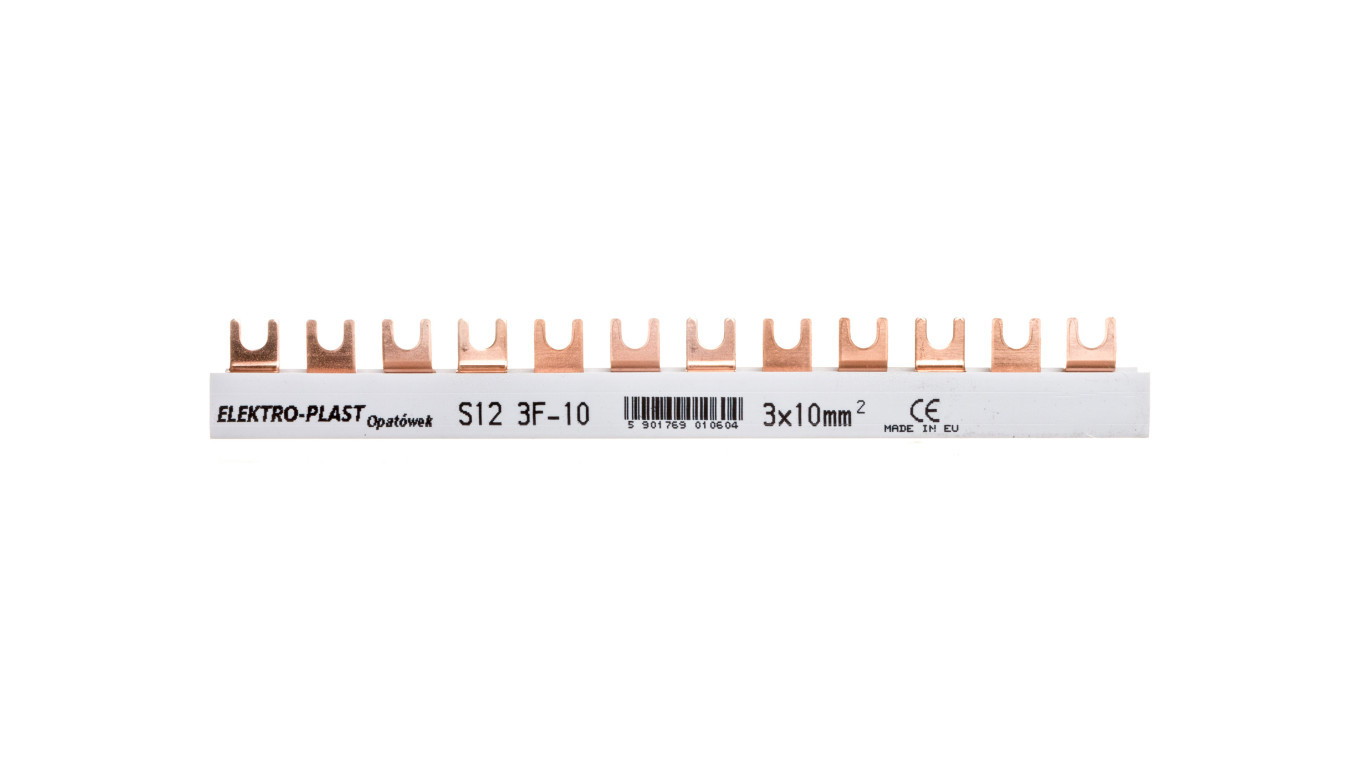Elektro-Plast Opatówek Aansluitrailsysteem, 3-polig, 63A, 10mm², vorkmodel (12 modules), 3F S12, 3F-10