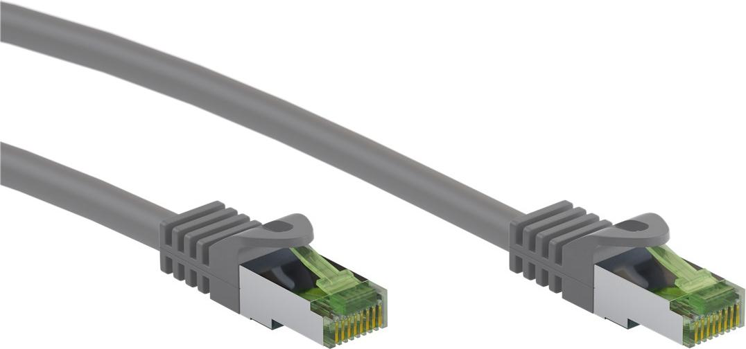 25x Goobay 61120 RJ45-Patchkabel mit CAT 8.1 S/FTP-Litze, grau, 10 m - Kupferleiter, LSZH-Kabelmantel (halogenfrei), RJ45-Stecker (CAT 6A)