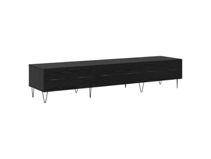 hliofuir TV Lowboard Schwarz Eichen-Optik 150x36x30 cm Holzwerkstoff Modernes TV-Möbel in Schwarz Eichen-Optik mit Schublade und matten Metallgriffen für Wohnzimmer und Schlafzimmer.