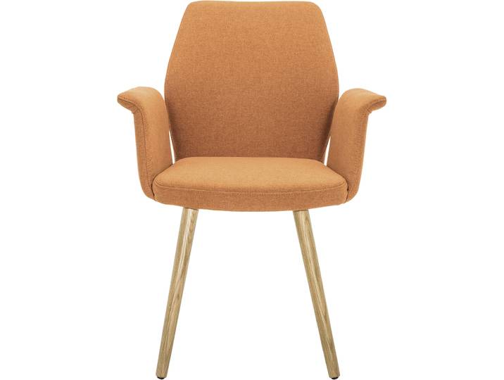 Armlehnstuhl Elonie Orange, Braun Stoff, Eiche
