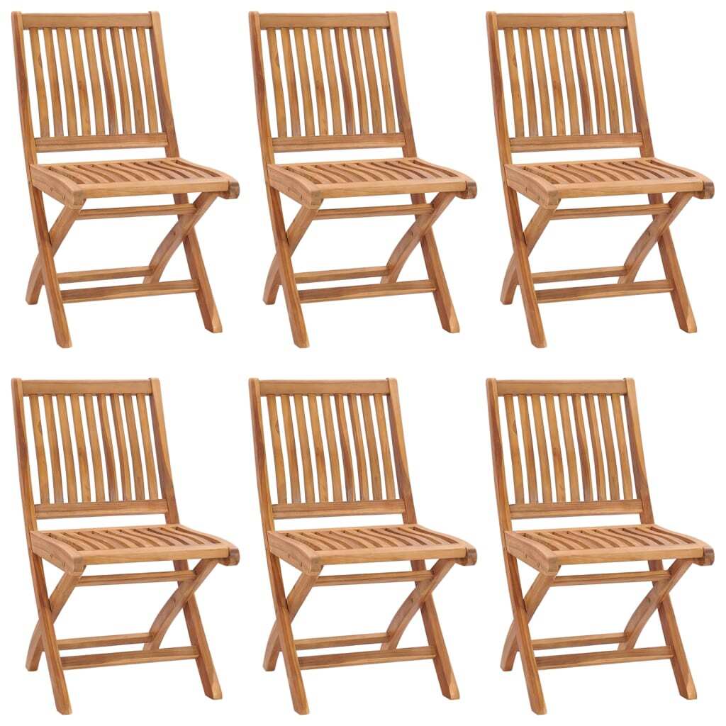 The Living Store Klappbare Gartenstühle 6 Stk. Massivholz Teak