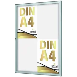 Schaukasten Keitum 4x DIN A4 | Hochformat | wetterfest | abschließbar | ESG-Sicherheitsglas | Brandschutz A1/A2 nach DIN EN 13501-1 | Alu silber