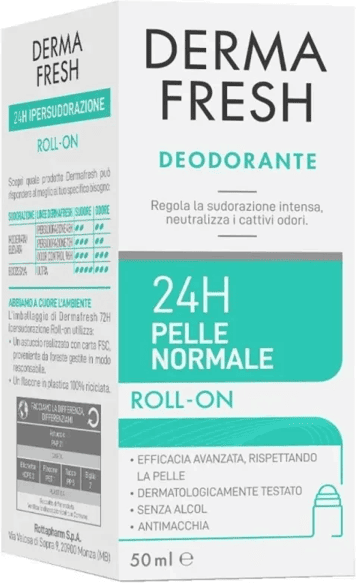 Dermafresh 24H Deodorante Roll On Antitranspirante 50 ml per Pelle Normale