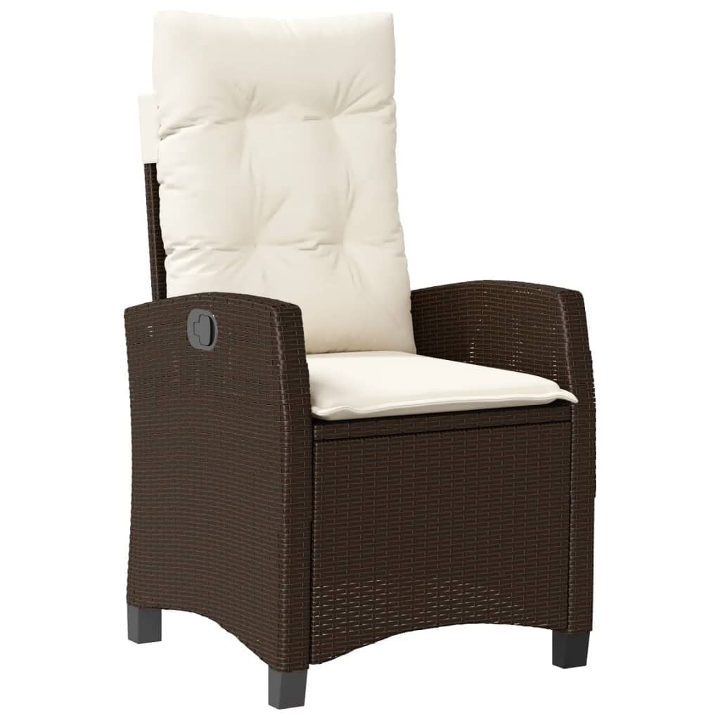 DKD HOME DECOR Verstelbare Tuinstoel met Kussen, Bruin, Polyrotan