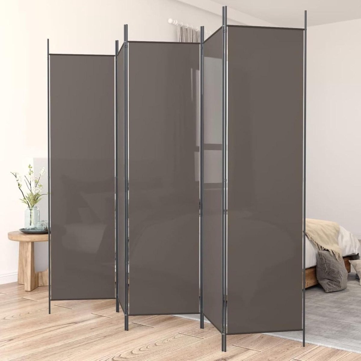 Inklapbare ruimteverdeler met panelen voor privacy - Antraciet - 250 x 200 cm