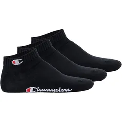 Champion Unisex Socken, 3er Pack - Quarter Socken, Basic, Logo Schwarz / EU 35-38